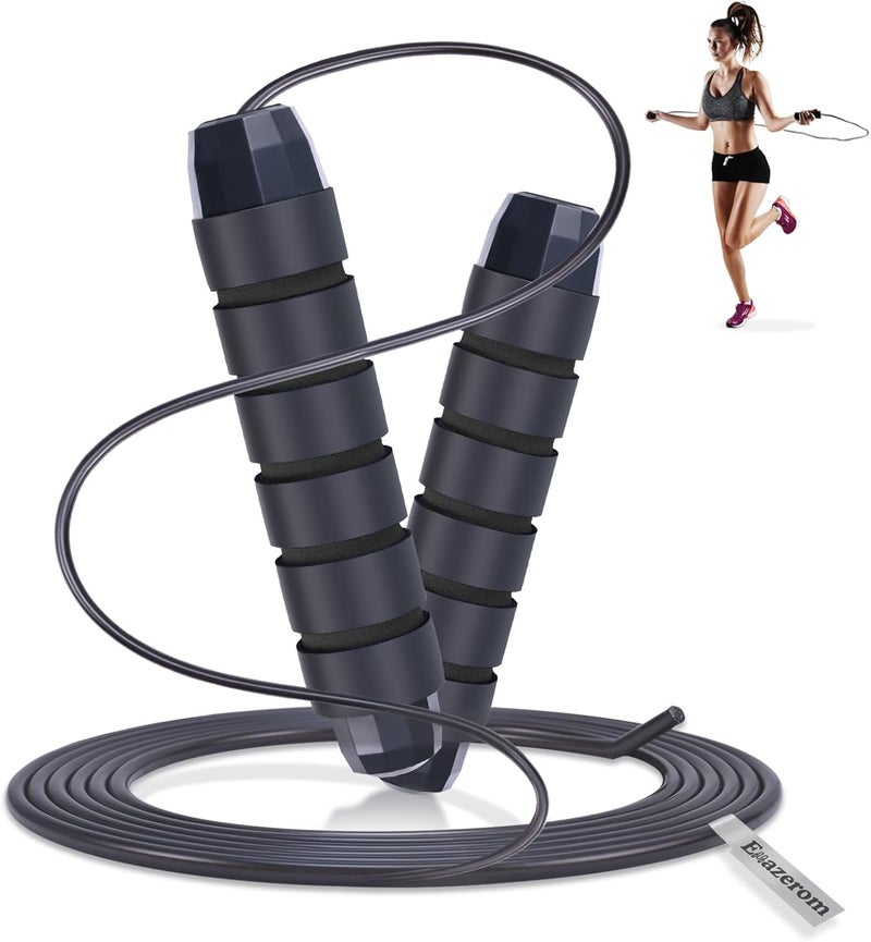 Emazerom Jump Rope for Women Men Kids, Adjustable Skipping Rope with Ball Bearings, Professional Jumping Rope with Foam Handles, Tangle-Free Rapid Speed Jump Ropes for Fitness Workout Boxing Exercise - Image 1